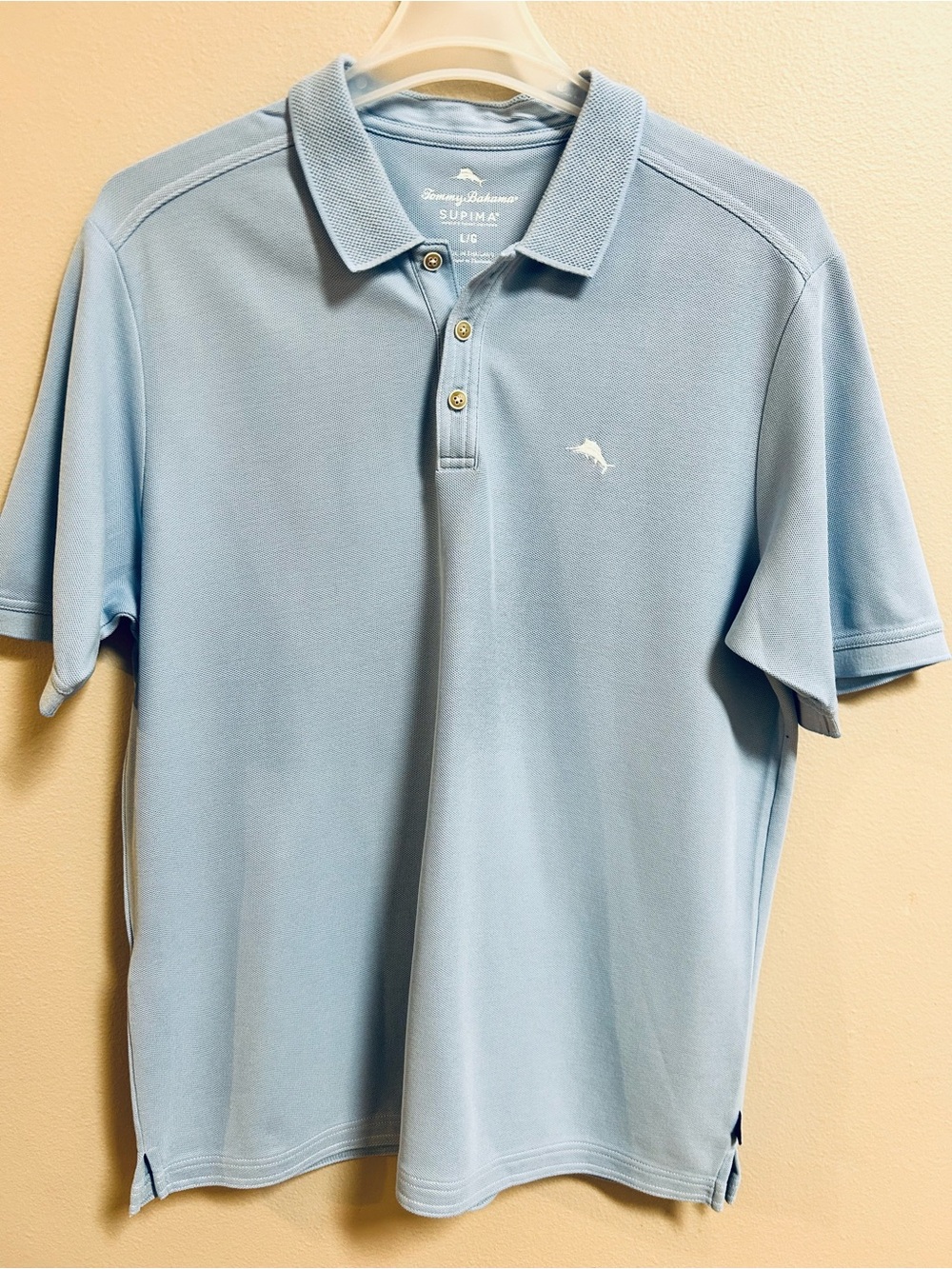 Tommy Bahama Polo Shirt Large Blue Supima Cotton Short Sleeve Classic Fit - Picture 2 of 12